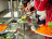 Salad buffet in the restaurant of the youth hostel
